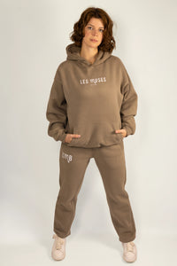 Oracle Hoodie in Desert Clay — Hood Up Pose