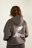 Oracle Hoodie in Midnight Dust — Back View with Zodiac Design